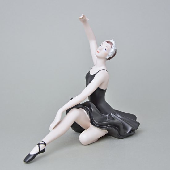 Ballet Dancer I. - Black Dress, 26,5, x 14 x 22,5 cm, Natur + Black sorted-out fond + Gold, Porcelain Figures Duchcov