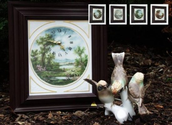 Wall clock Spring 4 x 27,5 x 25 cm, Biskvit + Print + Gold, Clocks