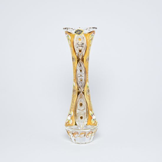 Crystal Cut Vase, 255 mm, Gold + Enamel, Jahami Bohemia