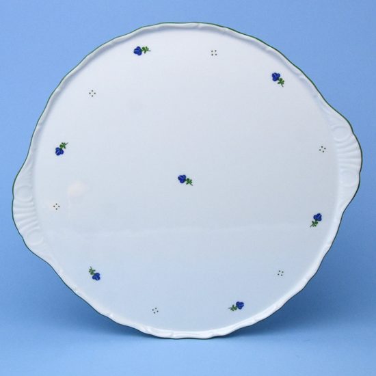 Cake plate with handles 31 cm, Verona blue flowers + green, G. Benedikt 1882
