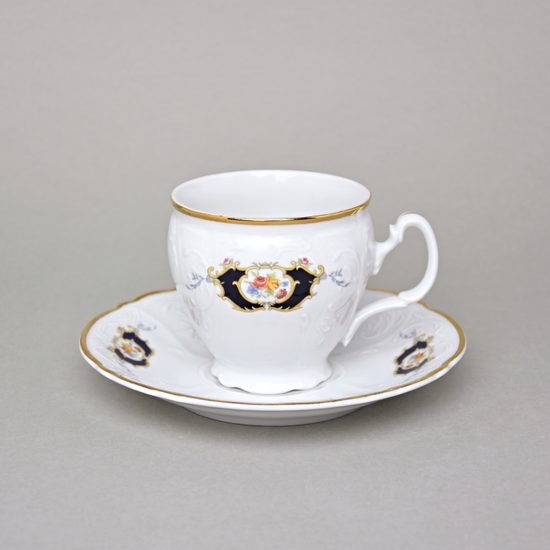 Coffee cup and saucer 220 ml / 16 cm, Thun 1794 Carlsbad porcelain, BERNADOTTE arms