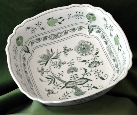 Salad bowl square 26 cm, Green Onion Pattern, Cesky porcelan a.s.