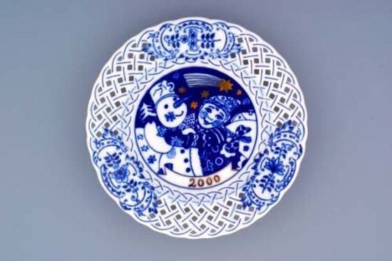 Vánoční / výroční talíř 2000 závěsný 18 cm, Cibulák, originální z Dubí
