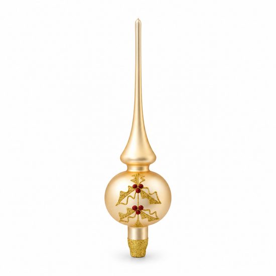 Christmas Glass Tree Topper, 27 cm, Champagne, Czech Glass christmas decorations