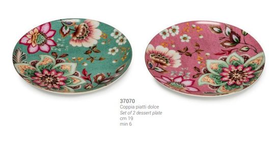 Set of 2 dessert plates 19 cm, Lamart Fleurs