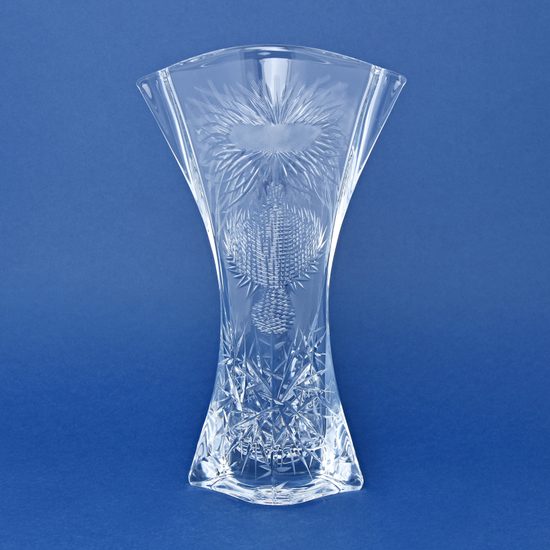 Crystal Hand Cut Vase ORBIT- Thistle decor, 300 mm, Crystalite BOHEMIA