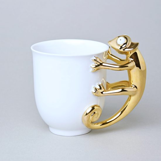 Mug ZOO Chameleon 400 ml, GOLD, 12 cm, Goldfinger porcelain