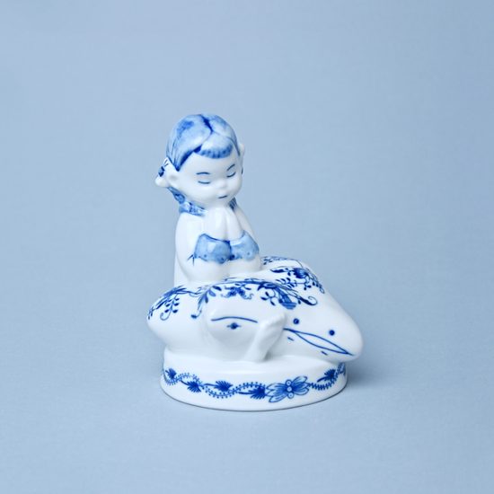 Holčička v peřince 12 cm, Cibulák, originální z Dubí