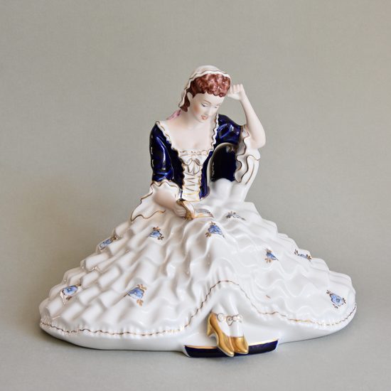 Lady With A Book, Middle size 22,5 x 29 x 20,5 cm, Porcelain Figures Duchcov
