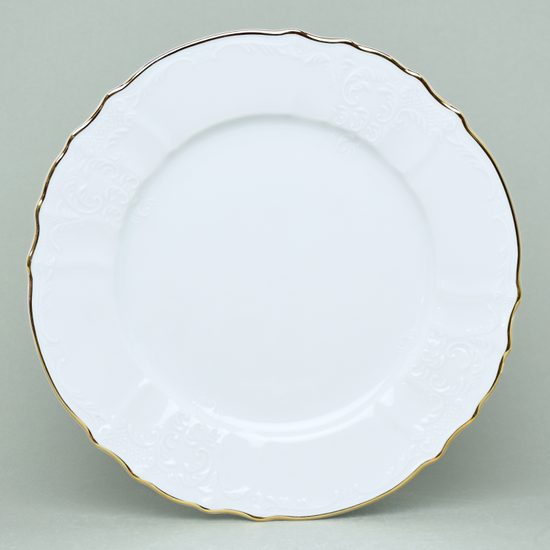 Talíř mělký 27 cm, Thun 1794, karlovarský porcelán, BERNADOTTE zlatá linka