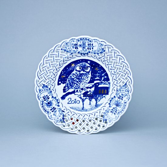 Annual plate 2010 18 cm, perforated, Original Blue Onion Pattern