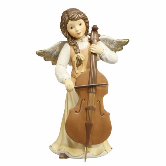 Figurky andělů: Anděl s violoncellem 49 cm, kamenina Goebel