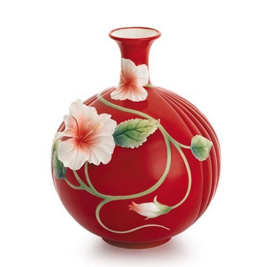 Island beauty hibiscus vase 41 cm, FRANZ porcelain