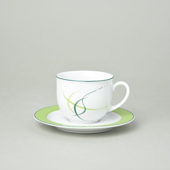 Coffee cup 165 ml and saucer 135 mm, Thun 1794 Carlsbad porcelain, OPAL grass