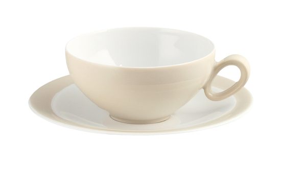 Tea cup and saucer, Trio 23600 Vanilla, Seltmann Porcelain