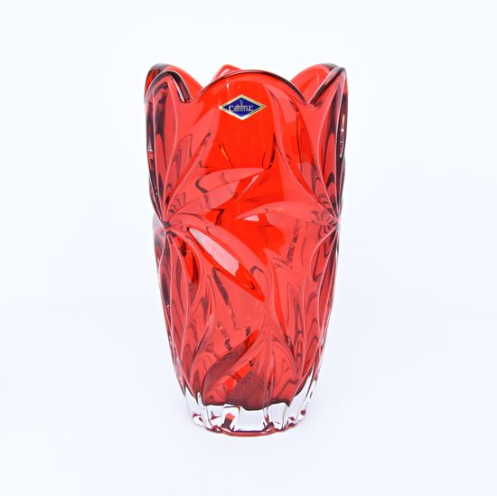 Skleněná váza Flora Red, 28 cm, Aurum Crystal