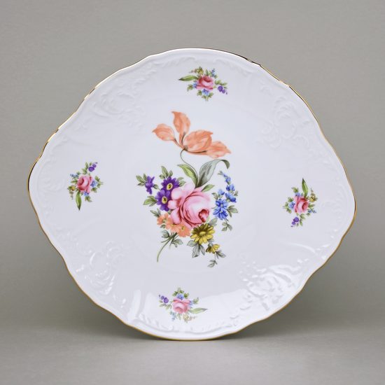 Talíř koláčový s uchy 27 cm, Thun 1794, karlovarský porcelán, BERNADOTTE míšeňská růže