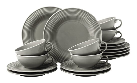 Beat pearl grey: Tea set 18 pcs., porcelain Seltmann
