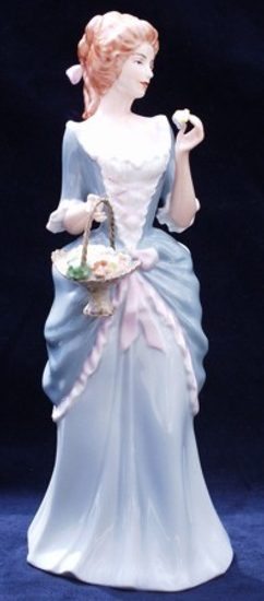 Lady with basket 10 x 11 x 28 cm, Porcelain Figures Duchcov