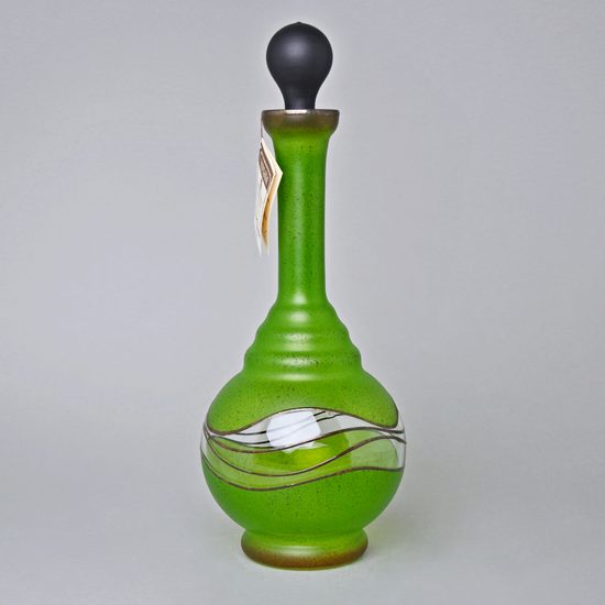 Studio Miracle: Dekantér / karafa zeleno-hnědá, 32,5 cm, ruční dekorace Vlasta Voborníková