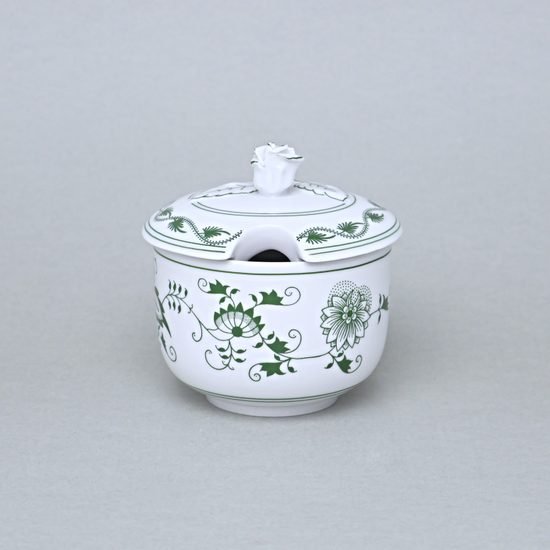 Cukřenka bez oušek s víčkem s výřezem 0,20 l, zelený cibulák, Český porcelán a.s.