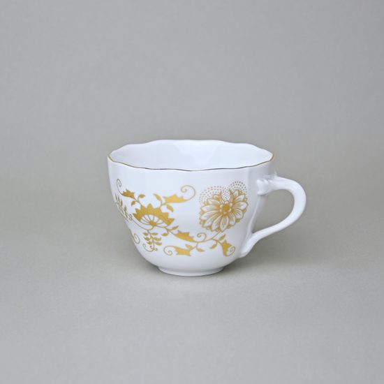 Šálek vysoký B, 210 ml na kafe, zlatý Cibulák, Český porcelán z Dubí