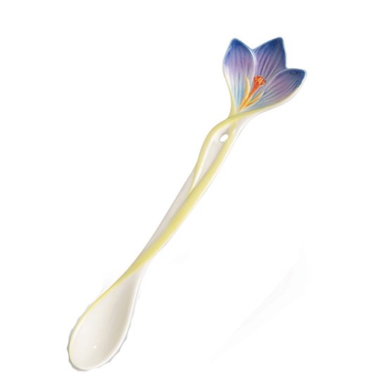 WINTER CROCUS SCULPTURED porcelain spoon 12.7 x 3.2 x 1.7 cm, FRANZ porcelain