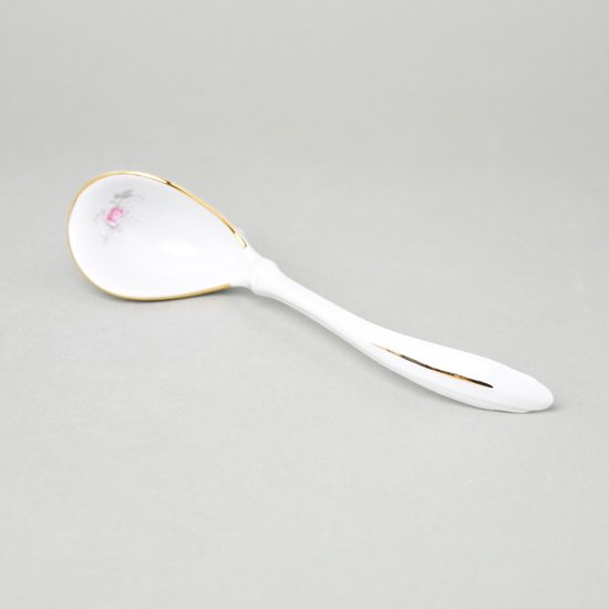 Gold line: Spoon 20 cm for sacuceboat, Thun 1794 Carlsbad porcelain, BERNADOTTE roses