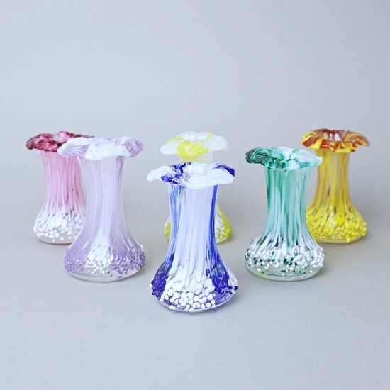 Mini Pulled Vase – solid glass, 9 cm (random decor selection), GlasStar Bohemia Glass