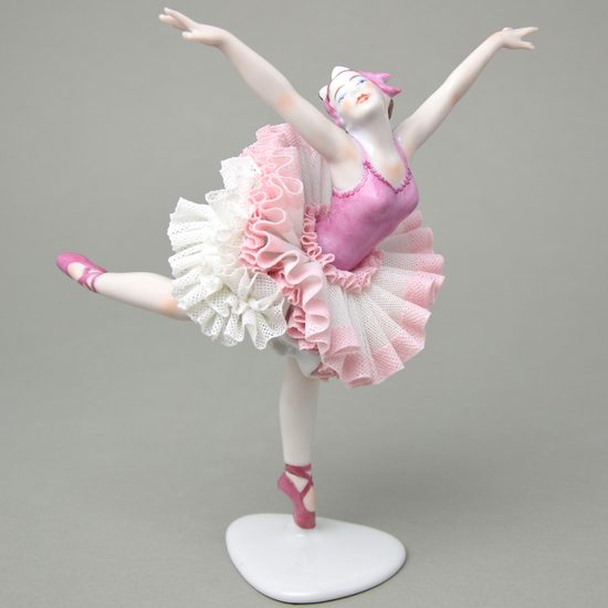 Ballerina with lace 18 x 12 x 23 cm, Kurt Steiner, Porcelain Figures Unterweissbacher