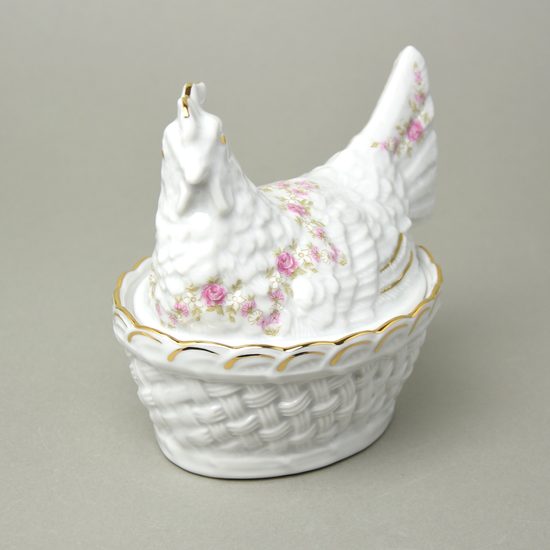 Box Hen 14 x 13 cm, decor 158 on white, Leander Loučky