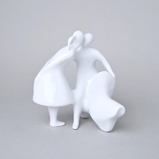 Lovers on Scooter 14,5 x 12,5 x 16,5 cm, White, Porcelain figures Duchcov (Royal Dux Bohemia)