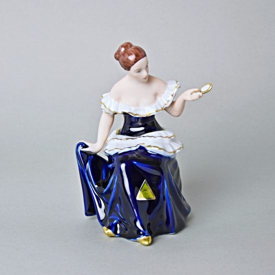Žena se zrcadlem 12,5 x 11 x 15,5 cm, Porcelánové figurky Duchcov