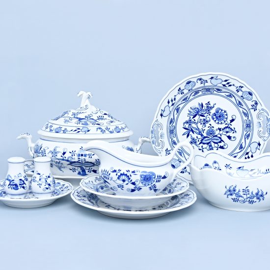 Dining set for 6 persons "I 'M a MODERATE EATER", Original Blue Onion Pattern