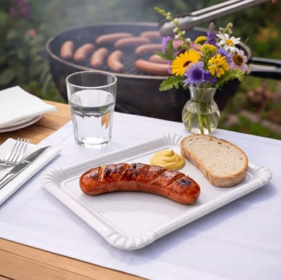 "Papírový" tácek obdélníkový, Bílý porcelán, Český porcelán a.s.