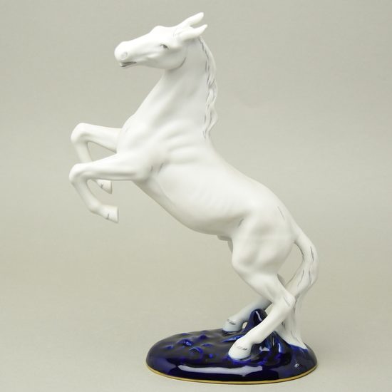 Kůň Napoleon 30 cm, pastel + isis, Porcelánové figurky zvířat Duchcov (2.j.)