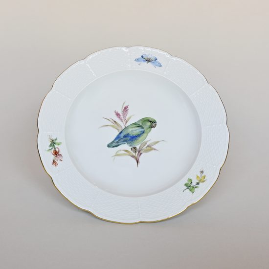 Talíř dezertní 20 cm, Papoušek, Míšeňský porcelán