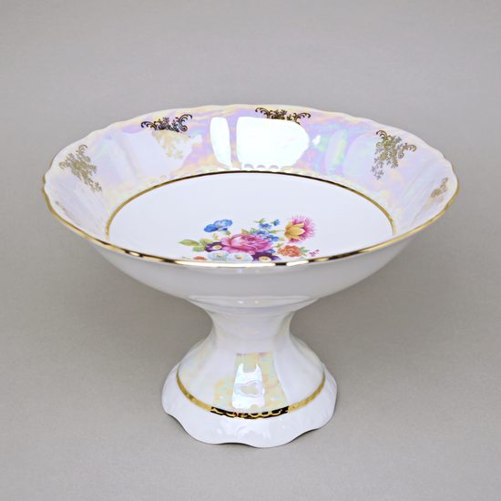 656: Fruit bowl footed h 16 cm, d 23 cm, Sonáta, flowers, Leander Loučky