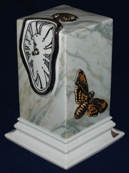 Clock Dali, grey marble 14 x 14 x 20,7 cm, Saxe, Clocks