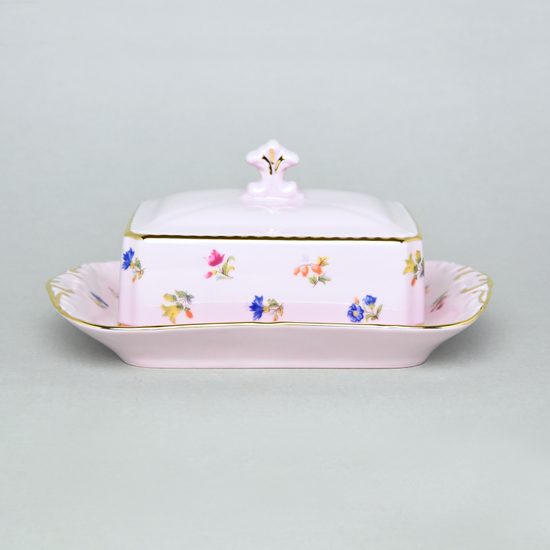 Butter dish for 250 g butter, Leander, decor 3051, rose china