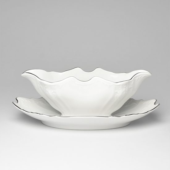 Sauce boat 500 ml, Thun 1794 Carlsbad porcelain, BERNADOTTE platinum