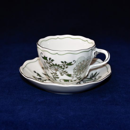 Cup and saucer A/1 plus A/1 0,12 l / 13 cm for coffee, Original Green Onion pattern + platinum