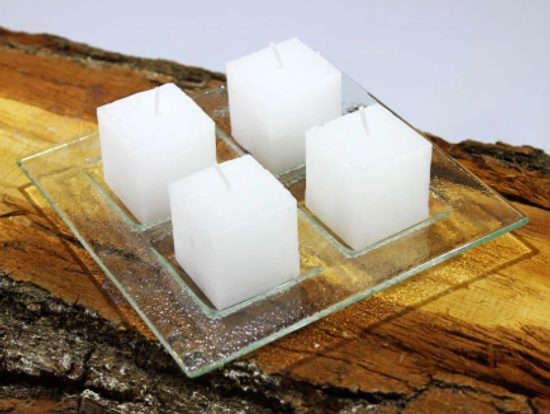 Advent Glass candlestick, square, clear, 17,5 x 17,5 cm, BDK - Glass