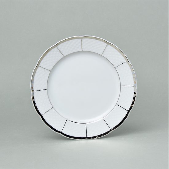 Plate dessert 19 cm, Thun 1794 Carlsbad porcelain, Menuet platinum