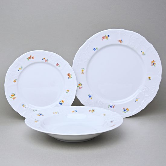 Talířová souprava pro 6 osob, Thun 1794, karlovarský porcelán, BERNADOTTE házenka