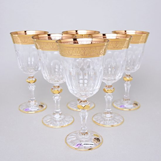 Křišťálové sklenice na víno Romantic - Laura, 6 ks 220 ml, Zlato, Aleš Zvěřina - AZ Design