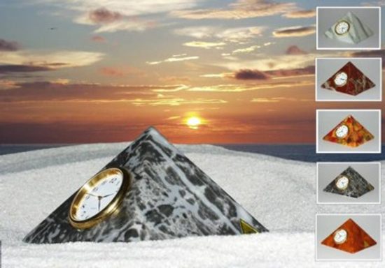 Clock Pyramida, orange, White plus Print, Clocks