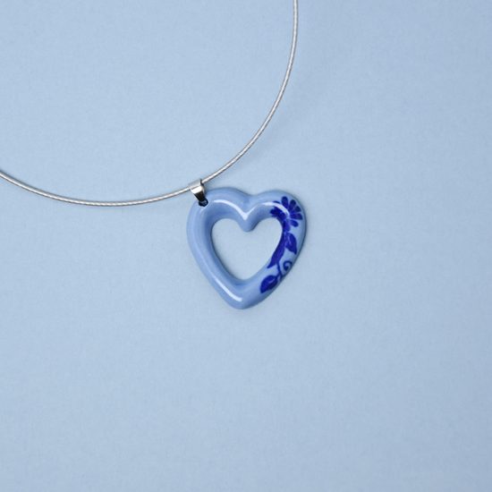 Necklace: Heart Onion Pattern (Blue), Porcelain Jewels Studio Mallys