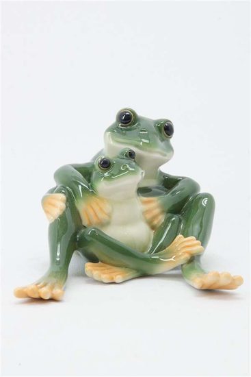 mphibia frog figurine Mother a daughter 7,5 cm, Frog, FRANZ porcelain