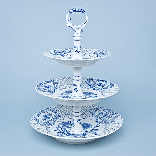 3-compartment dish 18 + 24 + 27 cm PLATES - perforated, Original Blue Onion Pattern